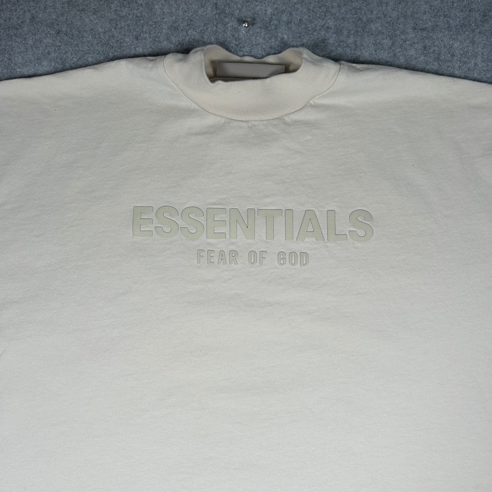 Fear of God Essentials T-Shirt Dress Womens XL Cream Tan Logo pockets - Picture 10 of 16